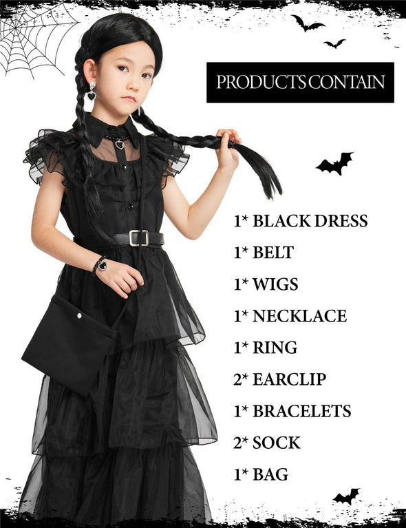 Girls Halloween Costume  Fancy Dress with Wig Accessories