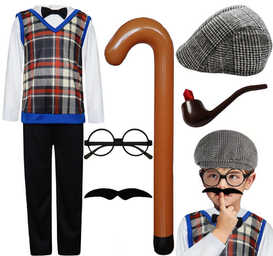 Boys 100th Day of School Grandpa 6 Pcs Costume