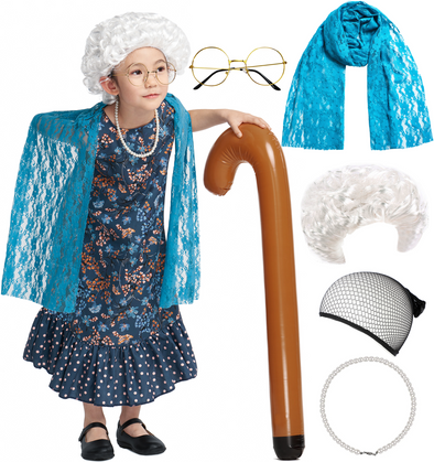 Girls 100th Day of School Granny 6 Pcs Costume