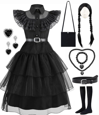 Girls Halloween Costume  Fancy Dress with Wig Accessories