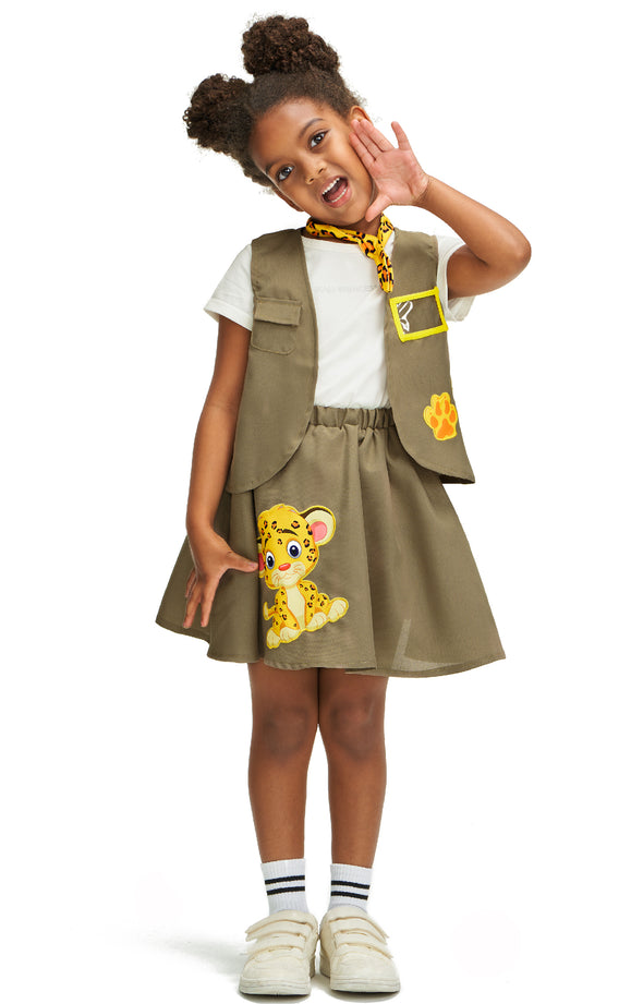 Girls Explorer Vest Skirt Hat Neckerchief Kit Halloween Costume