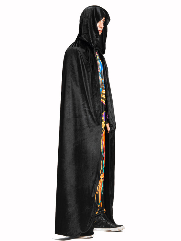 Men Black Hooded Robe Halloween Costume