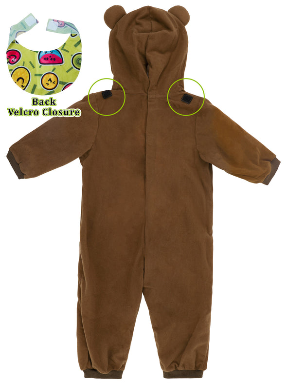 Baby Toddlers Bear Hooded Onesie Bib Set Halloween Costume