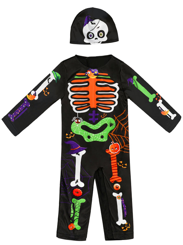Baby Toddlers Skeleton Onesie Cap Set Halloween Costume