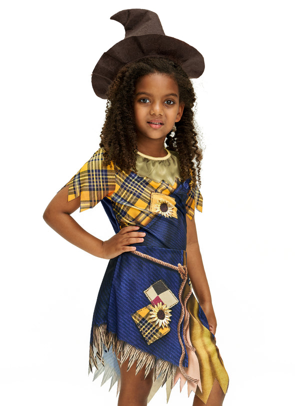 Girls Scarecrow Dress Hat Set Halloween Costume