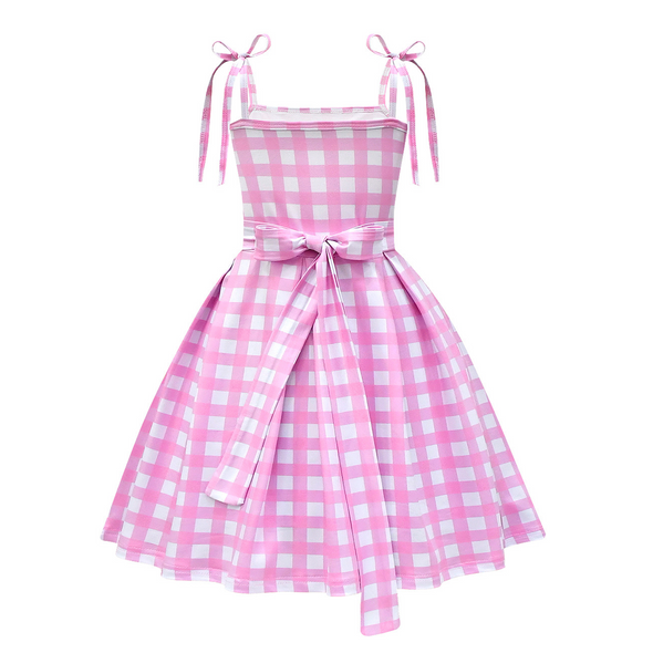Girl Pink Plaid Slip Dress Accessories Set Movies Costume