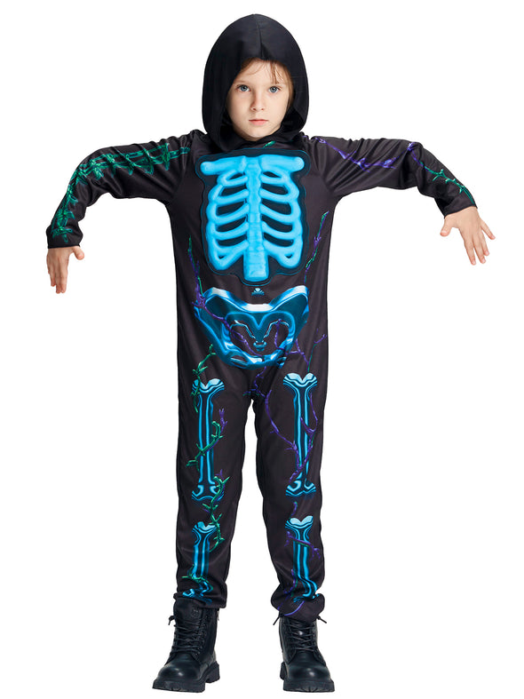 Kids Glow in the Dark 3D Skeleton Jumpsuit Halloween Costume
