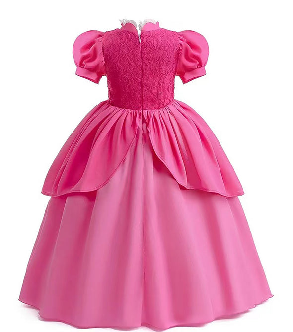 Girls Princess Peach Dress 7 Pcs Costume