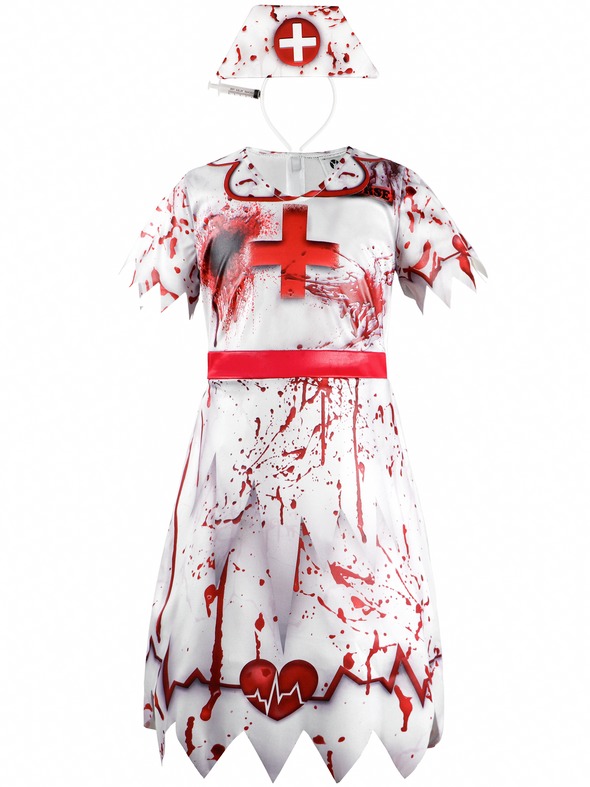 Women Zombie Nurse Dress Headband 2 Pcs Costume