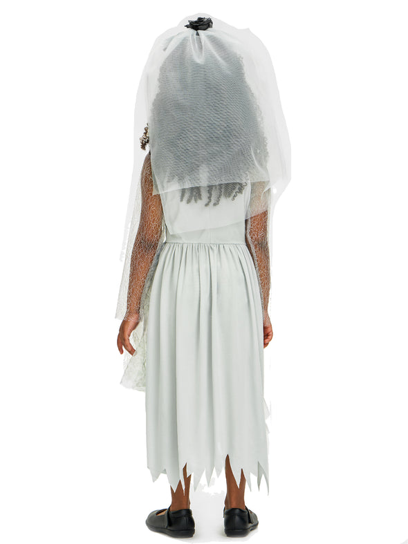 Girls Skeleton Bride Dress Headband Set Halloween Costume