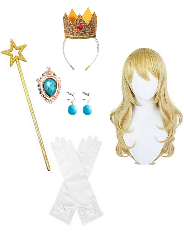 Girls Princess Peach Dress 7 Pcs Costume