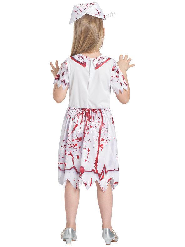 Girls Zombie Nurse Dress Headband 2 Pcs Costume