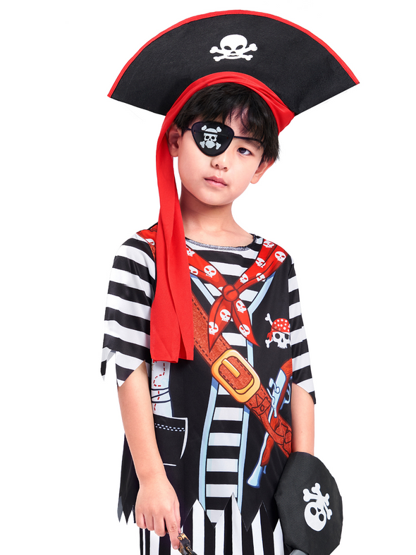 Boys Pirate Captain Jack Set, Buccaneer Fancy Dress Outfit (5pcs Set)