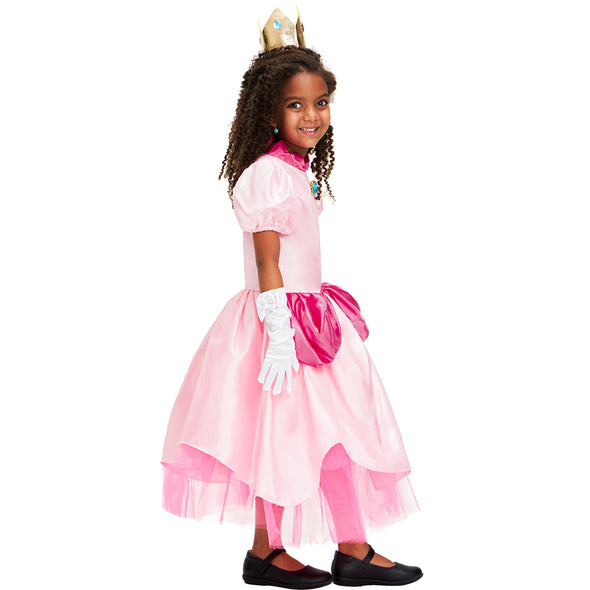 Girls Princess Peach Halloween Costume Dress Set Pink