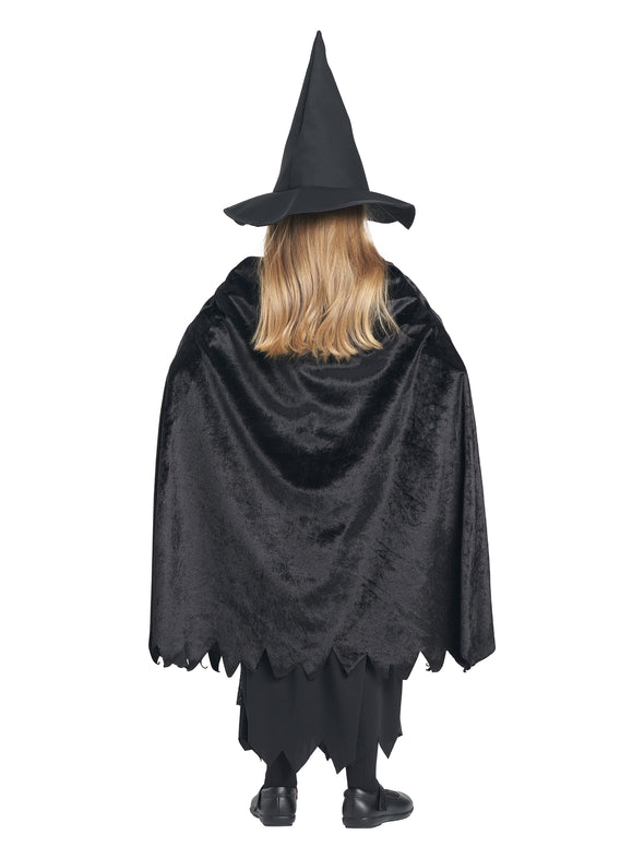 Girls Black Witch Dress Hat 4 Pcs Costume