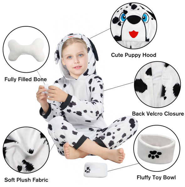 Kids 101st Day Dalmatian Jumpsuit 3 Pcs Halloween Costume