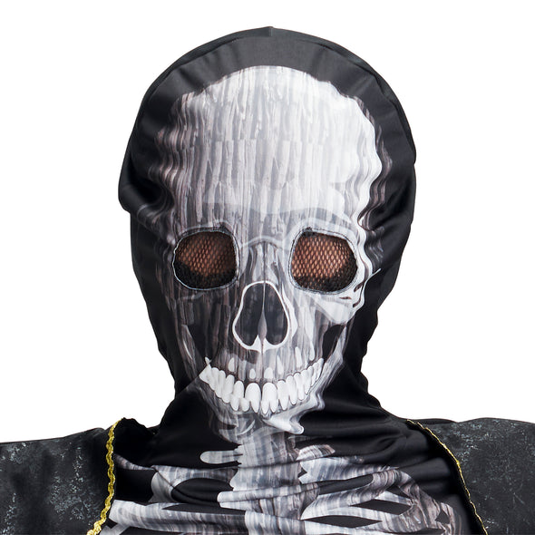 Men Earls Skeleton Jumpsuit Hooded Mask Set Halloween Costume