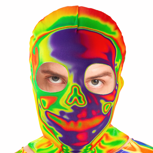 Men Skeleton Bodysuit Hooded Mask Set Halloween Costume