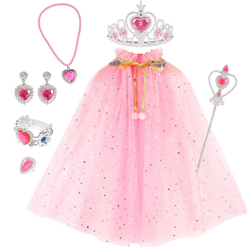 Little Girls Princess Dress up Trunk Pink Cape Jewelry Gift Set IKALI COSTUME Little Girls Princess Dress up Trunk Pink Cape Jewelry Gift Set IKALI COSTUME