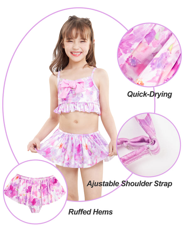 Girls Two-Piece Colorful Tie-dyed Printing Swimwear