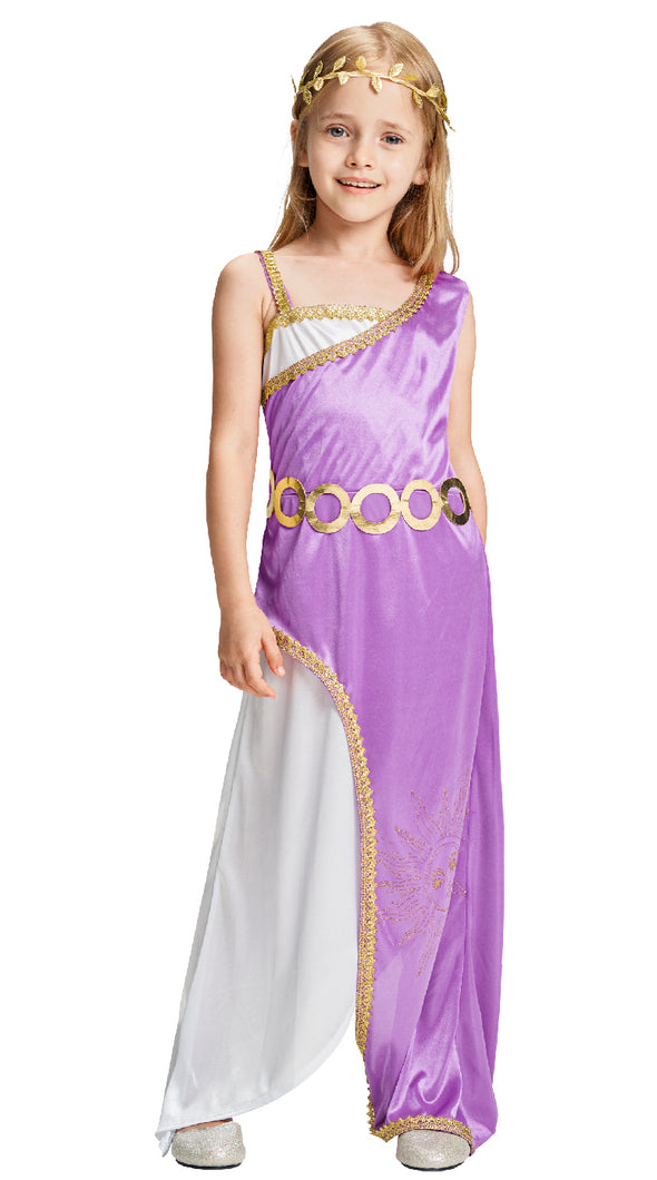 Girls Greek Goddess Athena Dress Headband Set Halloween Costume