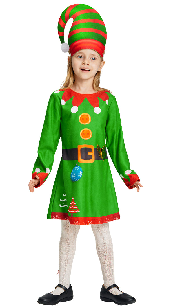 Girls Elf Dress Headband Set Christmas Costume