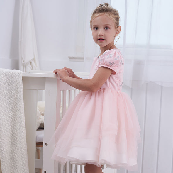 Girls Party Dress Puffy Pink