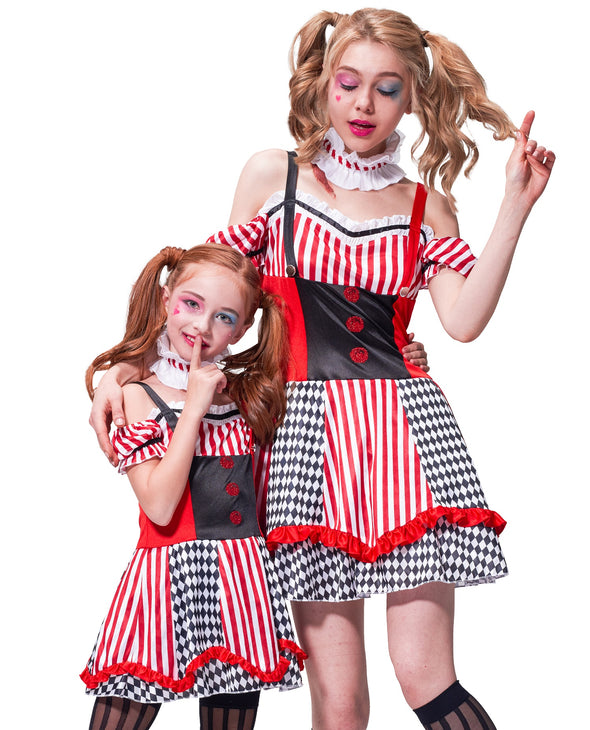 Girls Clown Costume Cutie Halloween Jester Dress Mommy and Me