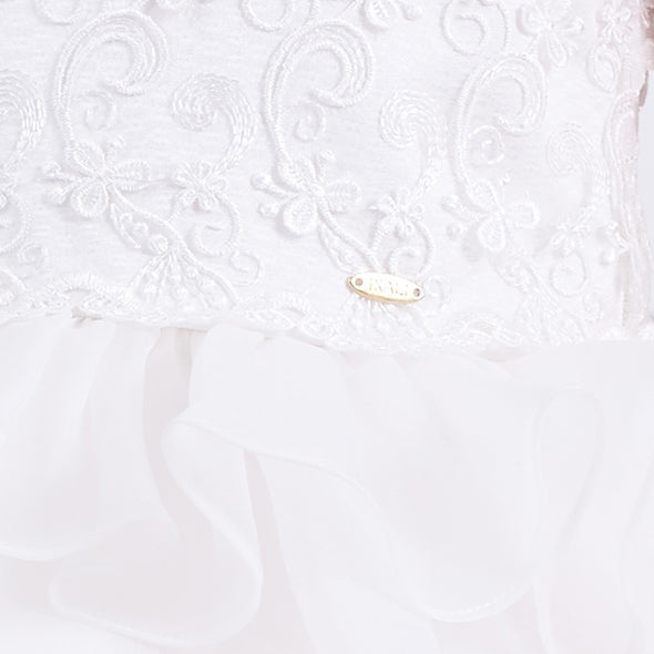 Bride Flower Girl Dress Multi-layered Lace White