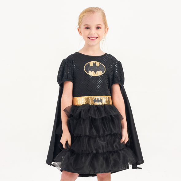 Girls Costume Short Sleeves Batgirl Dress, Birthday Party Outfit