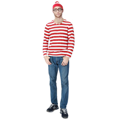 Men Where's Wally Costume T Shirt Suit