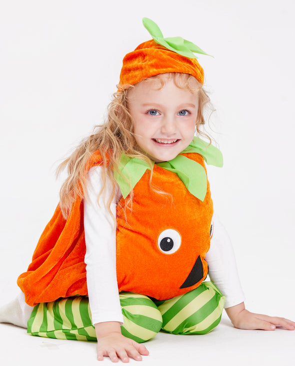 Baby Pumpkin Costume Halloween Toddler Kids Bodysuit 3pcs Suits