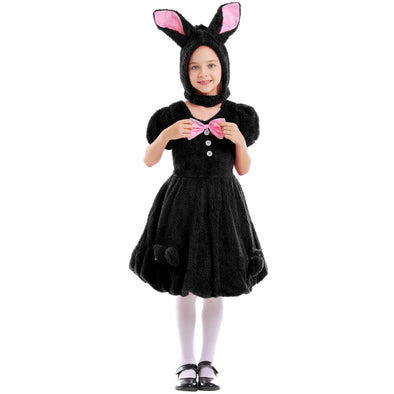 Girls Black Bunny Costume Dress Suit