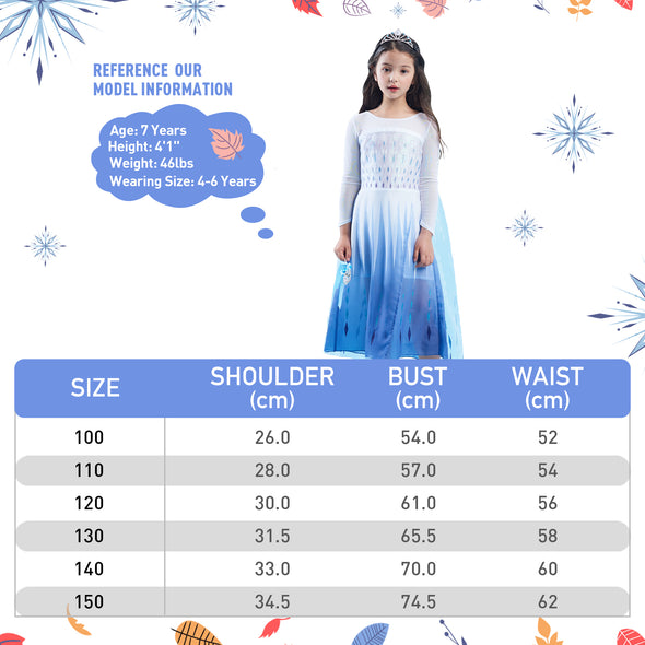 Snow Queen Elsa Princess Costumes Dress 2-12 Years