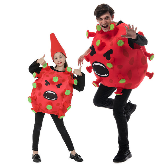 Halloween Costume for Kids Adult Unisex Cosplay Virus Family Matchting Jumpsuit+hat 2pcs