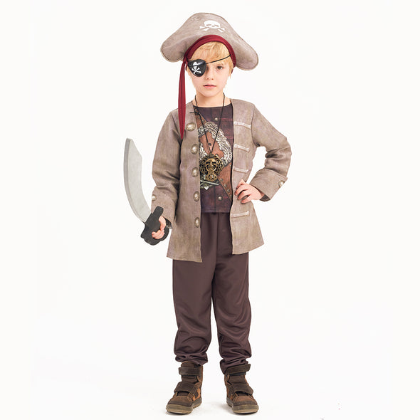 Boys Pirate Captain Jack Set, Buccaneer Fancy Dress Outfit (5pcs Set)