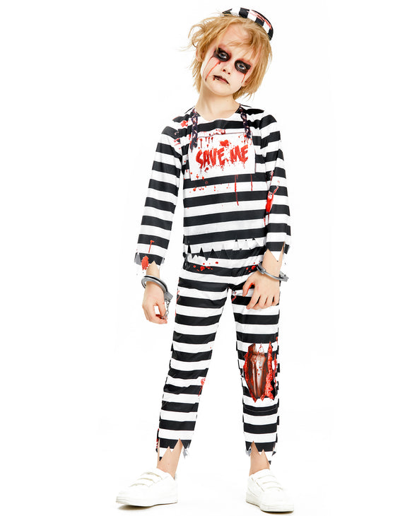 Kids Zombie Prisoner Costume Boys Bloody Outfit