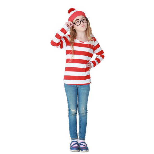 Girls Where's Wally Costume T Shirt Suit