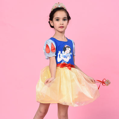 Summer Girls Cosy Short Dress Princess Snow White Costume