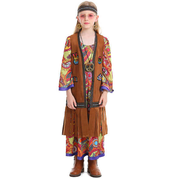 Girls 1970s Costume Hippie Dress Suit