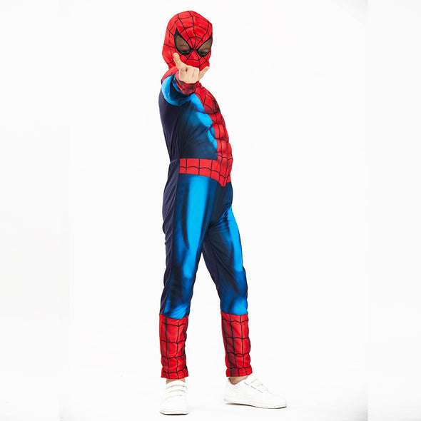 Boys Costume Spider Boy Muscle Jumpsuit, Kids Onesie(2pcs Set)