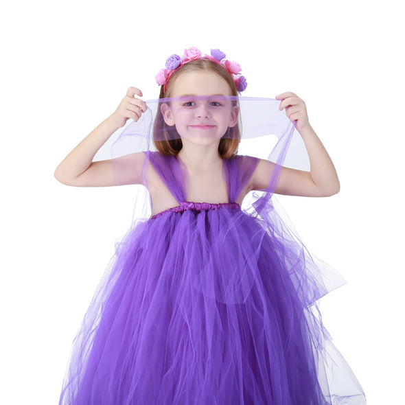Girls Princess Costume Purple Dress Gown