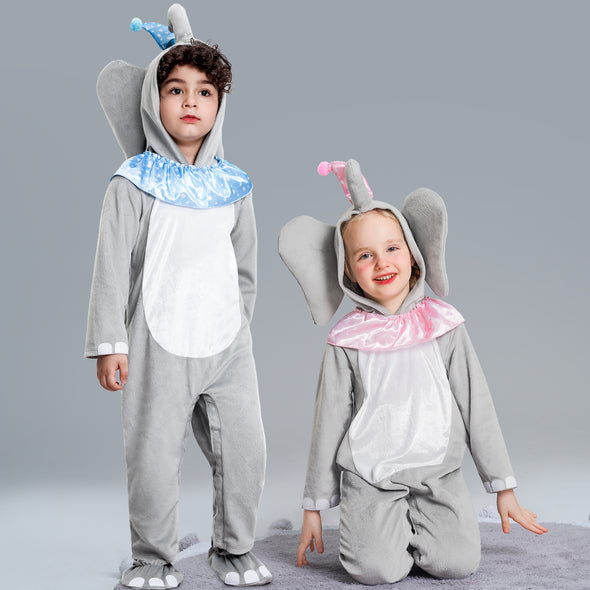 Baby Toddlers Elephant Costume with 2-Color Hat&Collar Set