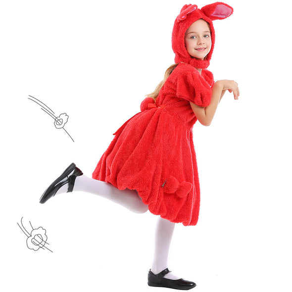 Girls Red Bunny Costume Dress Suit