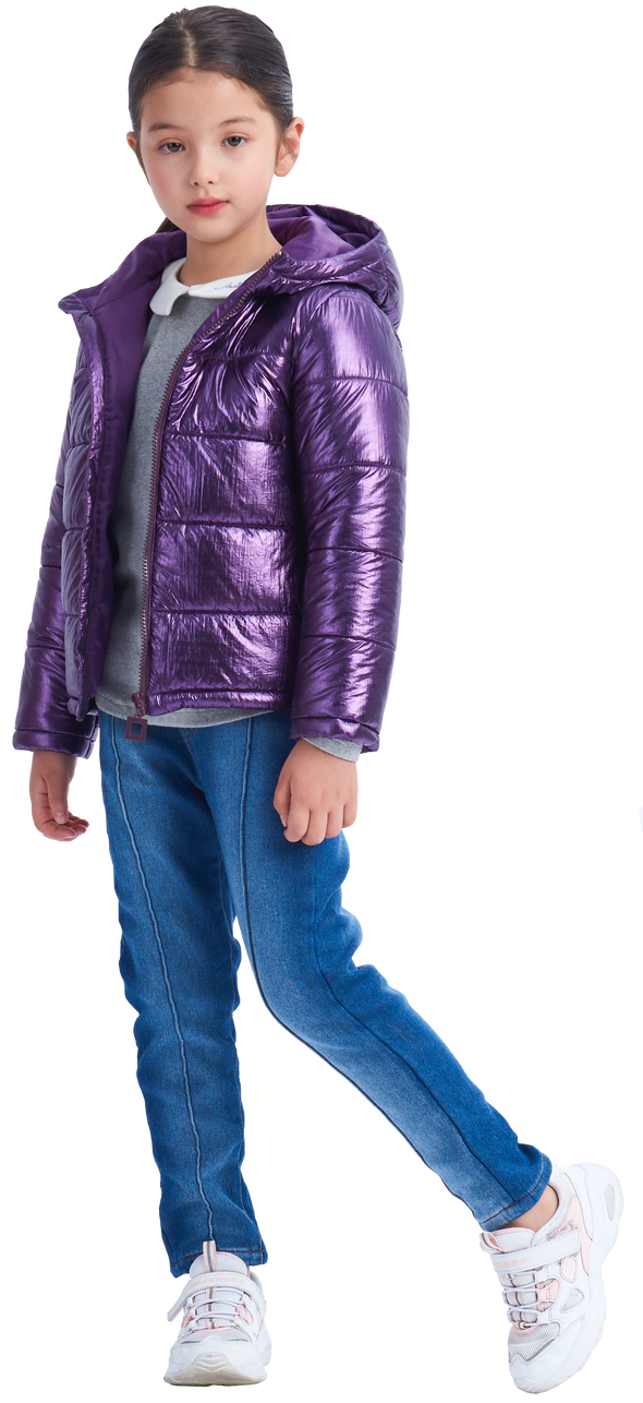 IKALI Girls Winter Puffer Jacket Lightweight Outwear Girls Purple (3-12Y)