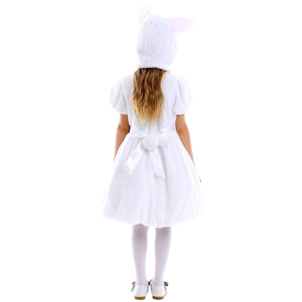 Girls White Bunny Costume Dress Suit