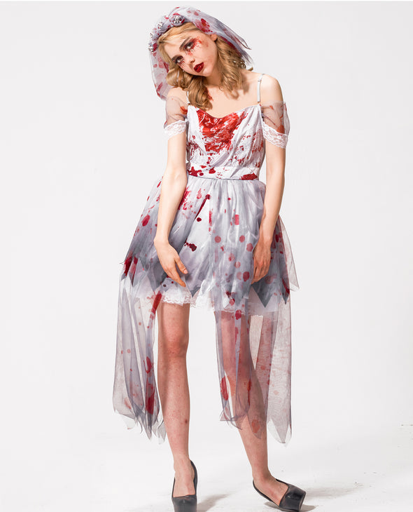Girls Zombie Bride Costume Halloween Gown Mommy and Me Matching