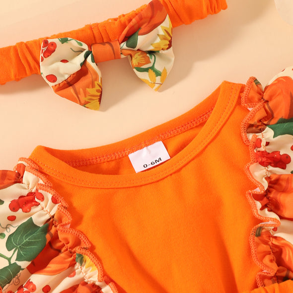 Newborn Toddler Baby Girl Halloween 0-24M Romper Dress Pumpkin Tutu Dresses Bodysuit
