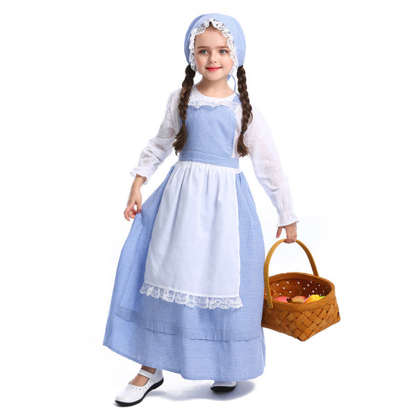 Girls Blue Pioneer Costume Dress Suit