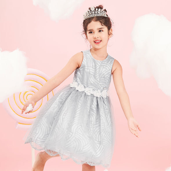 Girls Birthday Party Dress, Flower Embroidered Clothes
